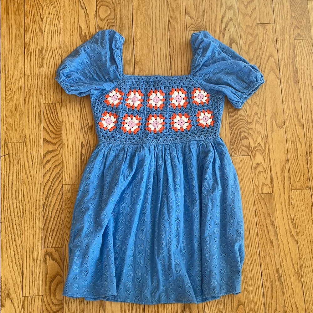 Karlie Blue Smocked Puff Sleeve Sundress